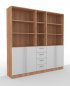 Preview: Büro Schrankwand Multi 2 200 cm breit Nussbaum/Silber